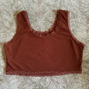 XL SHEIN lace trim Rust/Burgundy cropped tank top